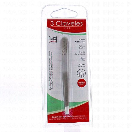 3 CLAVELES Pince &agrave; &eacute;piler crabe en inox 10 cm