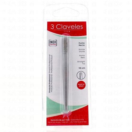 3 CLAVELES Pince à épiler mors droits en inox 10 cm