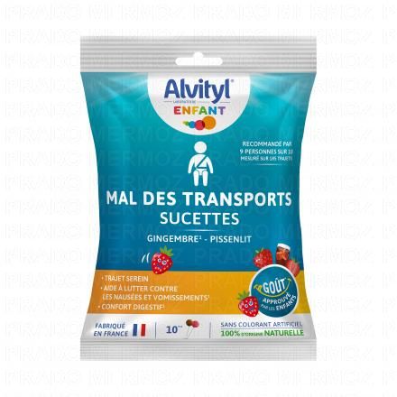 ALVITYL Enfants - Mal des transports x10 sucettes cola fraise
