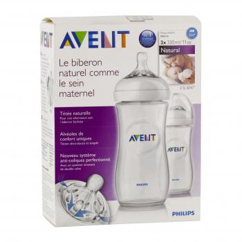 AVENT Natural biberon (lot de 2 x 330ml d&egrave;s 3mois)