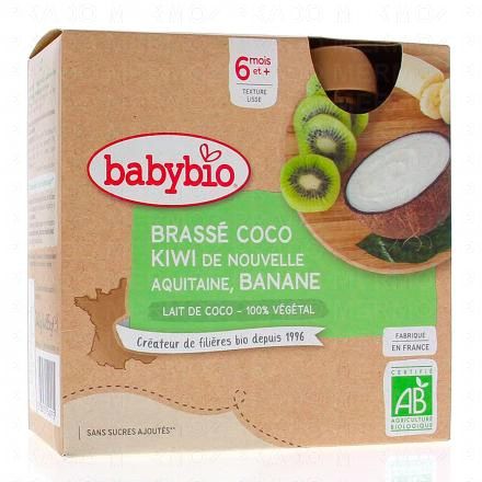 BABYBIO Desserts v&eacute;g&eacute;taux - Brass&eacute; coco kiwi banane bio +6mois 4x85g