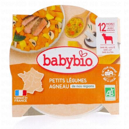 BABYBIO Repas du Midi - Petit plat Navarin de petits légumes agneau de nos régions 230g dès 12 mois