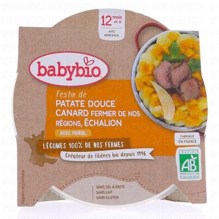 BABYBIO Repas du midi - Assiette patate douce canard et echalion dès +12mois Bio 230g