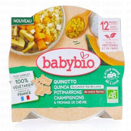 BABYBIO V&eacute;g&eacute;tal - Petit plat Quinotto Quinoa Potimarrons Champignons Fromage de Ch&egrave;vre +12 Mois Bio 230g