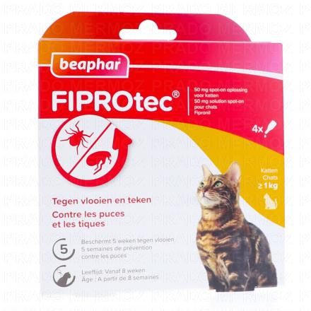BEAPHAR Fiprotec - Spot On Pipettes Chats X4