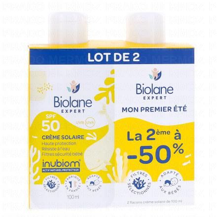 BIOLANE Mon premier &eacute;t&eacute; - Cr&egrave;me Solaire SPF50 Lot de 2 x 100 ml (lot de 2 x 100ml)