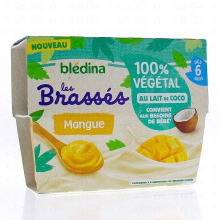 BLEDINA Les brass&eacute;s - mangue d&egrave;s 6mois 95gx4