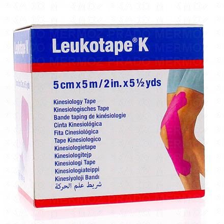 LEUKOPLAST Leukotape k - Bande taping de kin&eacute;ologie 5cm x 5m (rose)