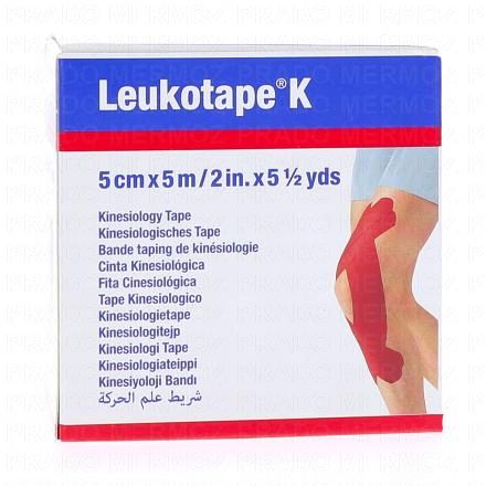 LEUKOPLAST Leukotape k - Bande taping de kin&eacute;ologie 5cm x 5m (rouge)