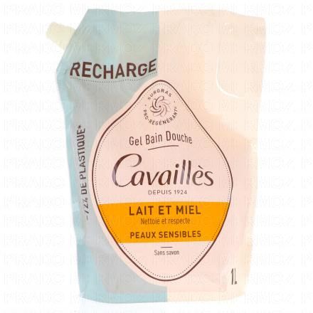 CAVAILLES Gel bain douche Lait et miel (eco recharge 1l)