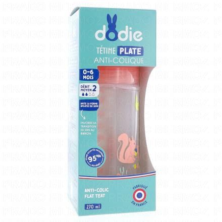 DODIE Biberon anti-colique t&eacute;tine plate (rose 270ml)