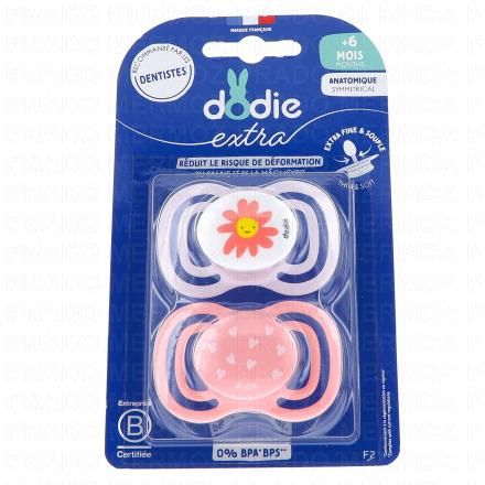 DODIE Extra - Sucette Anatomique Nature (rose duo +6 mois)