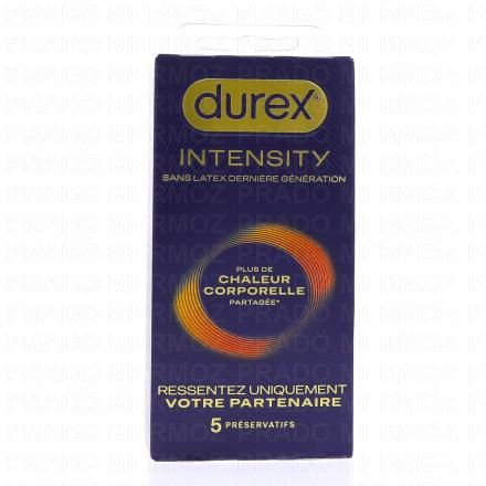 DUREX Intensity - Pr&eacute;servatifs Sans Latex Chaleur Corporelle (boite de 5)