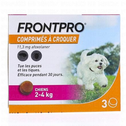 FRONTLINE Frontpro - Comprim&eacute;s Antiparasitaire chiens 2-4kg x3comprim&eacute;s
