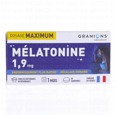GRANIONS M&eacute;latonine 1.9mg boite de 30 comprim&eacute;s