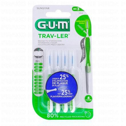 GUM Trav-ler - Brossettes interdentaires n&deg;1414 Taille 3 1.1 mm (x4)