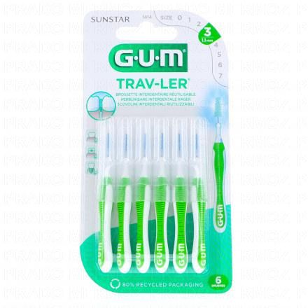 GUM Trav-ler - Brossettes interdentaires n°1414 Taille 3 1.1 mm (x6)