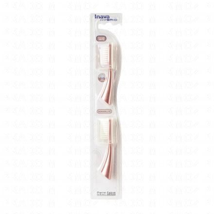 INAVA Hybrid Timer Recharge de brosse &agrave; dents &eacute;lectrique x2 (rose gold)