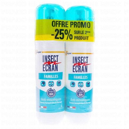 INSECT ECRAN Anti moustiques Familles Flacon 2x 100ml (-25% sur le 2&egrave;me)
