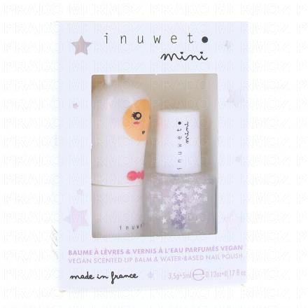 INUWET Coffret Baume &agrave; l&egrave;vres Barbe &agrave; papa et Vernis &agrave; l'eau &eacute;toil&eacute;