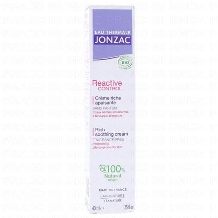 JONZAC Reactive Control - Cr&egrave;me Riche Apaisante Bio