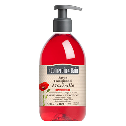 LE COMPTOIR DU BAIN Savon liquide de marseille coquelicot (flacon 500ml)