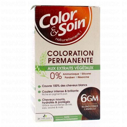 LES 3 CH&Ecirc;NES Beaut&eacute; Color & Soin Coloration permanente aux extraits v&eacute;g&eacute;taux teinte 6GM Blond fonc&eacute; cannelle