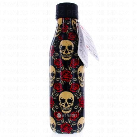 LES ARTISTES Bouteille - isotherme 500ml (roses et tête de mort)