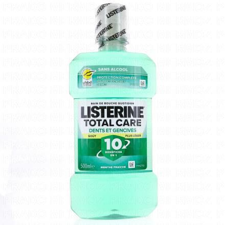 LISTERINE Total Care - Bain de bouche Dents et gencives gout plus léger sans alcool 500ml