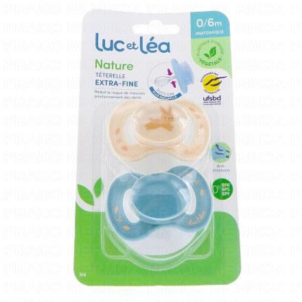 LUC ET LEA Nature - Duo sucette silicone anatomique lapin 0-6 mois