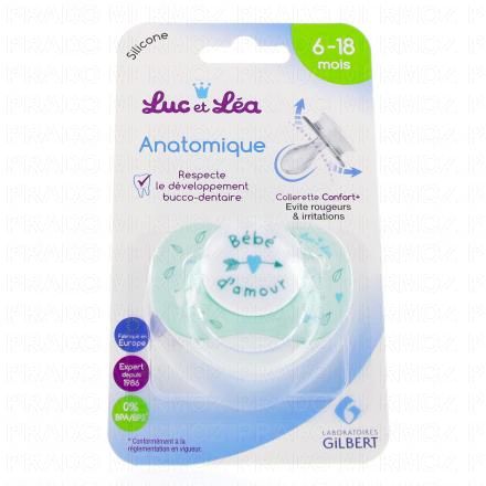 LUC ET LEA Sucette Silicone Anatomique "B&eacute;b&eacute; d'amour" 6-18 mois