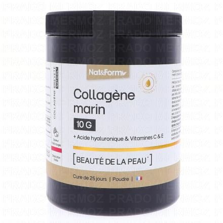 NAT & FORM Collagène Marin 10g Beauté de La Peau Saveur Fruits Rouges Poudre 315g