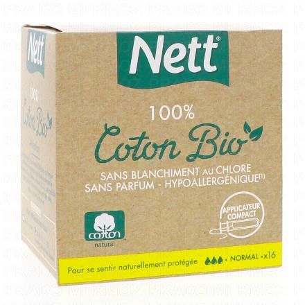 NETT Tampons écologiques 100% coton bio avec applicateur normal x16