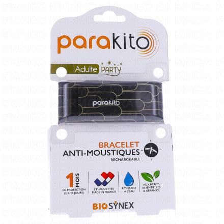 PARAKITO Bracelet Anti moustiques Adulte (noir à motif tube)