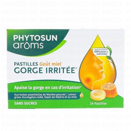 PHYTOSUN AROMS Pastilles miel sans sucres bo&icirc;te de 24 pastilles