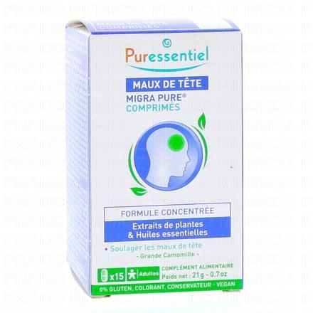 PURESSENTIEL Migra Pure Maux de T&ecirc;te x15 comprim&eacute;s