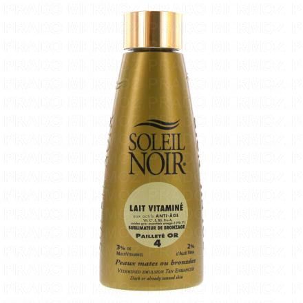 SOLEIL NOIR Lait vitaminé SPF4 pailleté or flacon 150ml