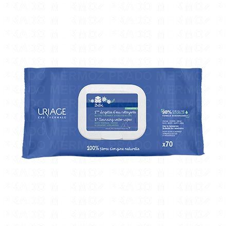 URIAGE 1ers Soins bébé - 1ère Lingettes d'eau nettoyantes (paquet de 70)