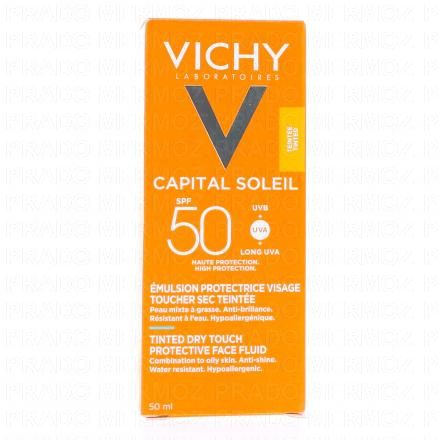 VICHY Capital Soleil - Emulsion Protectrice Visage toucher sec teintée SPF50 tube 50 ml