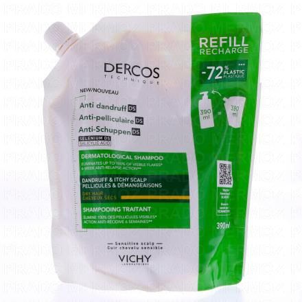 VICHY Dercos - Shampooing traitant anti-pelliculaire cheveux secs (eco-recharge 390 ml)