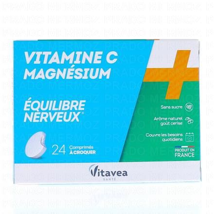VITAVEA Comprim&eacute;s &agrave; croquer vitamine C + magnesium 24 comprim&eacute;s