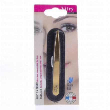 VITRY Face Care - Pince à épiler Mors en biais Inox doré 9cm