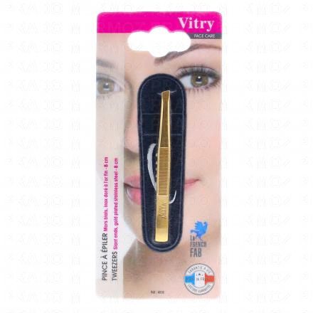 VITRY Face Care - Pince à épiler inox doré en or fin (mors de biais)