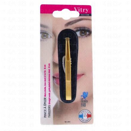 VITRY Face Care - Pince &agrave; &eacute;piler inox dor&eacute; en or fin (mors droits)